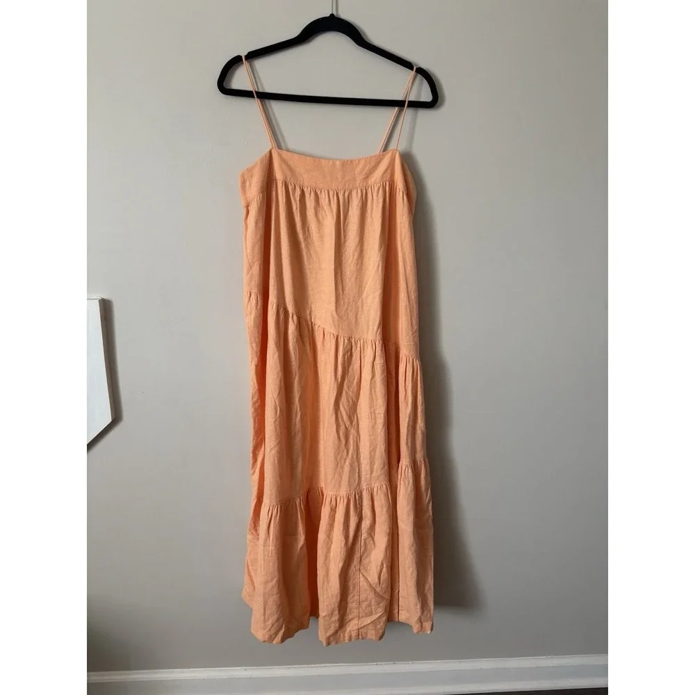 Women's Abercrombie & Fitch Spaghetti Strap Linen Blend Maxi Dress Fit&Flare SzM